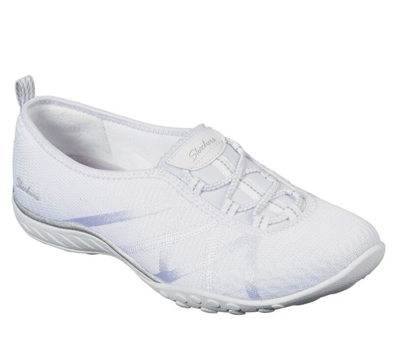 Skechers Relaxed Fit: Breathe-Easy - A-Look - Womens Slip On Shoes White/Silver [AU-SD9992]